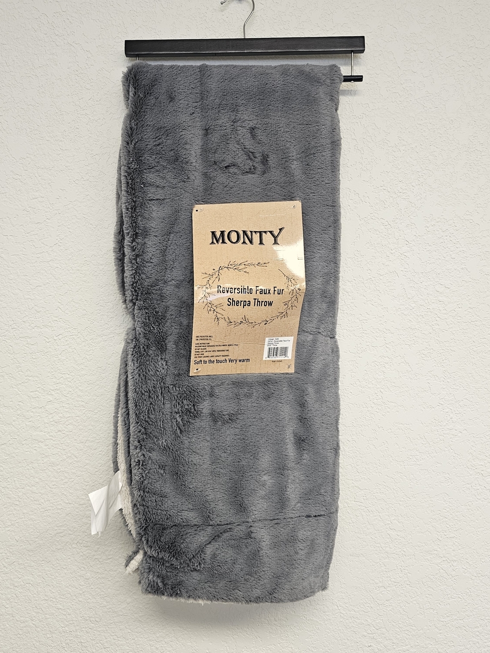 Reversible Faux Fur Sherpa Throw - Gray
